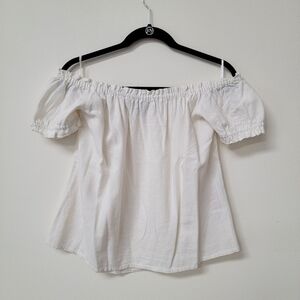 Off White Linen Off the Shoulder Top Size Medium